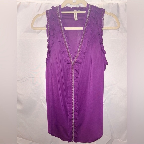Robbi & Nikki by Robert Rodriguez Tops - Robbie Nikki Metallic Ruffle Sleeve Silk Purple Top
